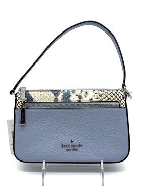 Kate Spade Leila Convertible Leather Mini Pachette Bag Snakeskin Blue